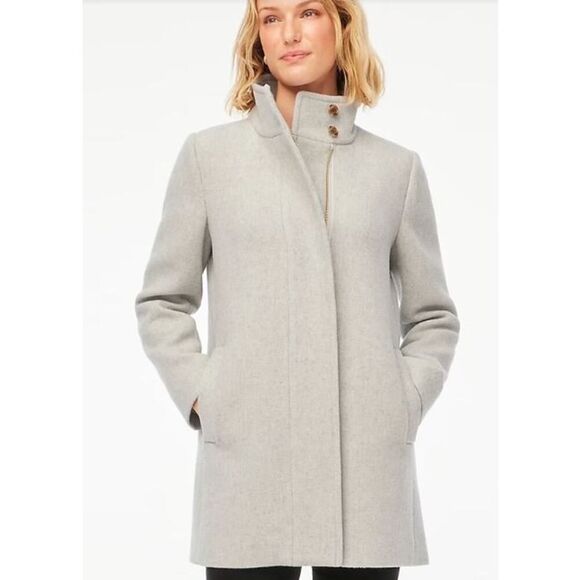 J. Crew Jackets & Blazers - J.Crew Women's City Coat Button Neck NWT 298 Heather Dusk Grey Sz 00